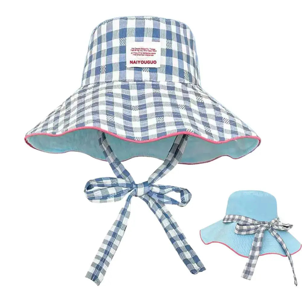 Sun Hats for Women Reversible Plaid Bucket Hat Wide Brim UV Protection Beach Hats Summer Travel Outdoor Foldable Sun Cap Fishing